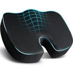 EcoNour Seat Cushion for Pressure Relief | Office Chair Cushion for Sciatica | Ergonomic Anti-Slip & Foam Coccyx Cushion for Tailbone & Lower Back Pain (Black)