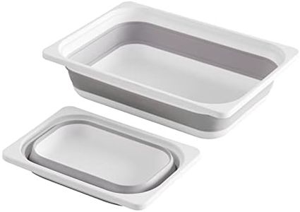 Beright 2 Pack Sorage Bins, Collapsible Wash Basin Folding Dish Tub Sink, Space Saving for Dishing, Fruit, and Camping, Hiking and Home, Grey, 2 in 1 Set