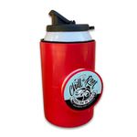 Chill-N-Reel Fishing Can Cooler | Perfect Camping Essentials, Boat Accessories, Kayak Accessories, and Lake Floats for Adults | Great Camper Must Haves | Fun Fishing Gift (Red & Spill Guard)