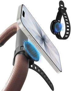 Magnetic Phone Mount for Stroller, Gym & Water Bottle - MagSafe Compatible Holder with Silicone Strap for Treadmill, Golf Cart, Peloton - Fits iPhone & All Phones