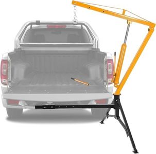 Hydraulic Pickup Truck Crane, 1000 Lbs Capacity, 360°Swivel, Hitch Mounted Crane with 3 Adjustable Capacities of 500 Lbs, 750 Lbs and 1000 Lbs for Lifting Goods in Construction, Yellow