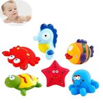 DQTYE 6Pcs Bath Toy Floating Sea Animal, Baby Soft Squirt Bathing Toys Bathtub Cartoon PU Rubber Water Game Learning Educational Toy For Kids Toddlers