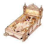 Rowood Wooden Puzzles 3D Pinball Machine Mechanical Model Wooden 3D Puzzles for Adults DIY Pinball Game Wooden Puzzle-Model Building Kits Christmas Birthday Gifts for Adult and 14+ Teens