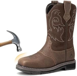 NORTIV 8 Steel Toe Work Boots for Men,Dark Brown,8.5