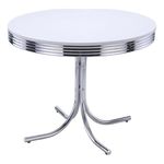 Coaster Retro Round Dining Table White and Chrome