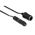 Hama 12V Accessory Outlet (Cigarette Lighter) Extension Cable | 6m Length | Built in 8A Glass Fuse | Black