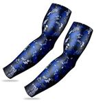 Tough Outdoors Sports Compression Arm Sleeves for Men & Women - Youth, Kids Basketball Shooting Sleeves - Football, Baseball, Cobalt Camo, Youth Small