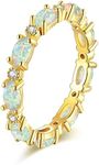 CiNily Gold Rings 14K Gold Plated Created Opal Rings for Women Engagement | Wedding | Eternity Bands Cubic Zirconia Promise Rings for Her Diamond Accents Ring Size 6-10.5, 12, Gold-plated-base, Created Opal