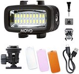 Movo LED-WP Underwater High-Power Rechargeable LED Video Light with Action Camera and Shoe Mounts, Compatible with GoPro, DSLR - Perfect for Vlogging, Traveling, Scuba Diving, Snorkel, Surfing, Sport