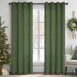 Pitalk Olive Green Curtains 96 Inches Long for Living Room 2 Panels Grommet Semi Sheer Linen Drapes Boho Home Decor Modern Farmhouse Light Weight Forest Avocado Dark Green Curtains for Bedroom 52x96