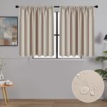 MRTREES Set Of 2 Beige Curtains Half Curtain Kitchen Curtains, Bathroom Window Curtains Short Blackout Curtains Bedroom 60x120 CM