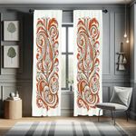 Ambesonne Paisley Window Curtains, Swirling Leafy Boho Bloom Ethnic Influences of Classic Oriental Motif, Lightweight Decor 2-Panel Set with Rod Pocket, Pair of - 28" x 63", Dark Orange Tan Taupe