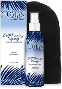 Toma's Total Tan Liquid Spray Instant Sunless Tanner - Whole Body Natural Looking Golden Bronze - Non-Sticky Streak-Free Application Color Guide - Paraben-Free, Tropical Scent - 6 oz