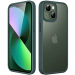 JETech Matte Case for iPhone 13 6.1-Inch, Shockproof Military Grade Drop Protection, Frosted Translucent Back Phone Cover, Anti-Fingerprint (Dark Green)