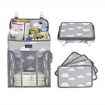 motherly Baby Crib Organizer Hanging Diaper Storage Detachable Multiple Pockets Stackable Nursery Essentials (Grey)