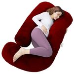 OYO BABY Maternity Pillows for Pregnancy Sleeping | Maternity Pillow for Pregnant Women | 360-degree Full Body Support | J-Shape Pillow | Velvet (Maroon)