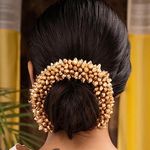 Diversa Artificial Gajra Flower Scrunchies For Hair Bun, Bracelet, Juda, and Ponytail Wedding Jewellery Reusable Fragrance Hair Mogra Gajra Tie For Women/Girls Gajra Scented Mogra (Pack of 1, Golden)