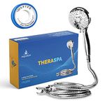 AquaBliss TheraSpa Hand Shower – 6 Mode Massage Shower Head with Hose High Pressure to Gentle Water Saving Mode - 6.5 FT No-Tangle Handheld Shower Head with Extra Long Hose & Adj. Mount - Chrome