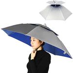 YaSao Double Layer Umbrella Hat Women Men Folding Sun Rain Cap with Adjustable Head Band for Fishing Camping Hiking