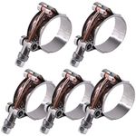 GLARKS G-1550 5Pcs 38-43mm Stainless Steel T-Bolt Hose Clamps Turbo Intake Soft Hose Intercooler Clamps