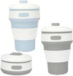 2 Pack Collapsible Cup,Travel Mugs For Hot Drinks,Reusable Travel Cup,Collapsible Coffee Cup With Lid,Collapsible Cups For Travel,Foldable Cup For Picnic,Hiking,Camping, Travel,Office(1Grey+1Blue)