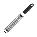 MasterChef Lemon Zester Grater Tool for Citrus Fruits, Garlic, Ginger, Nutmeg, Parmesan Cheese, Chocolate etc, Extra Fine Stainless Steel Blades with Black Easy Grip Handle & Non-Slip Rubber Foot