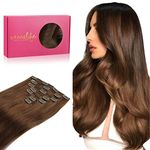 WENNALIFE Clip in Hair Extensions Human Hair 18 Inch 120g 7pcs Chocolate Brown Hair Extensions Clip in for Women Real Human Hair Double Weft Rallonge Cheveux Humain Extension Real Hair Extensions