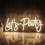 Wanxing Lets Party Neon Sign Let's Party Led Sign Dimmable Neon Lights Neon Decorations for Party, Birthday Party,Wedding,Bachelorette Party,Bedroom Wall Decor (Warm White)