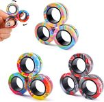 ASIOWELY Magnetic Rings Fidget Toy Set,9 PCS Fidget Toys Adults for Anxiety Adhd Ring Toys,Fidget Spinners for Kids Teen,Fidget Magnets Rings for Stress Relief,Halloween Toys Gifts for 8+ Year Old Boy