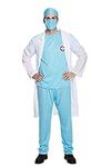 Men's Doctor's Scrubs Fancy Dress Costume with Coat, Mask & Hat