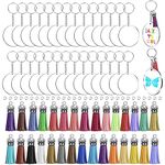 SANNIDHI® Acrylic Keychain Blank Circle Kit, 120pcs Clear Keychains Set, Including 30pcs Acrylic Blanks, 30pcs Colorful Tassels, 30pcs Key Chain Rings, 30pcs Jump Rings for DIY Vinyl Crafts