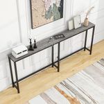 BOFENG 71.5" Thin Console Table with Power Outlets,Narrow Sofa Table with Charging Station,Long Side Table Behind Sofa Couch Table for Entryway,Hallway,Living Room,Foyer,Grey