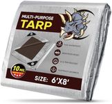 TICONN Heavy Duty Tarp Cover, Extra Thick Tarps Waterproof Tear and Rip Proof UV Resistant Tarpaulin with Reinforced Grommets and Edges (10 Mil, 6'x8')