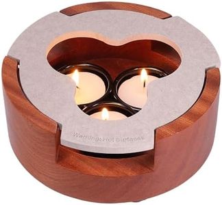 Teapot and Food Warmer - Portable Food Warmer for Camping and Traveling - Buffet Server and Warmer - Candle Food and Teapot Warmer - Acacia, 6.25" (Pattern 1)