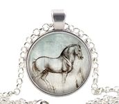 Leonardo da Vinci Horse Necklace Pendant, Silver Jewellery, Unique Animal Art Drawing Gifts for Women