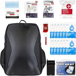 72HRS Essential Emergency Preparedness Kits - 3 Day Survival Backpack or Bug Out Bags for Earthquake, Hurricane, Tornado, Flood, Tsunami, Wildfire, Bad Weather, Nuclear Disaster (1 Person, Black)