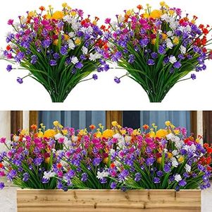 YOSICHY Artificial Flowers for Outdoors UV Resistant Fake Flowers Greenery Shrubs Plants for Hanging Planter Porch Patio Window Box Decoration 10 PCS(5 Colors)