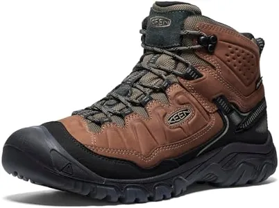 KEEN Men's Targhee 4 Mid Height Durable Comfortable Waterproof Hiking Boots, Bison/Black, 10.5 Wide