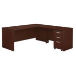 Bush Business Furniture Series C 72W L Shaped Desk with 48W Return and Mobile File Cabinet in Mahogany