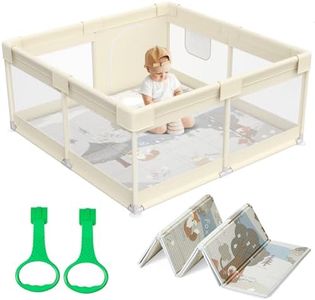 Fodoss Baby Playpen with Mat, Small Baby Play Pen(47x47inch), Playpen for Babies and Toddlers, Baby Pen for Apartment, Play Yard for Baby, Baby Fence Play Area Playyard Activity Center (Beige)
