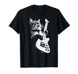 Rock Cat Playing Guitar - Funny Guitar Cat T-Shirt