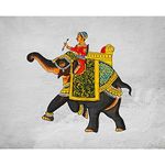 Pitaara Box Maharaja Riding On An Elephant India Udaipur | Unframed Canvas Painting for Bedroom & Living Room | 22.4 x 18 inch (57 x 46 cms)