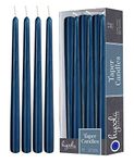 12 Pack Tall Taper Candles - 12 Inch Midnight Blue Dripless, Unscented Dinner Candle - Paraffin Wax with Cotton Wicks - 10 Hour Burn Time