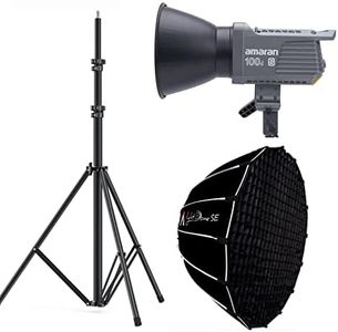 Aputure Amaran 100d S with Light Dome SE Softbox and Light Stand Kit,100w 5600K Daylight Led Video Studio Light