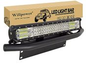 Willpower 7D 20 inch 288W LED Light Bar Spot Flood Combo Beam Work Driving Lamp with License Plate Mounting Bracket for Truck Car ATV SUV 4X4 Truck Boat
