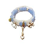 Lovely Crystal Beads Bracelet Cute Cartoon Elastic Beaded Pearl Bracelets Jewelry for Girls Women Bff Friendship Gift