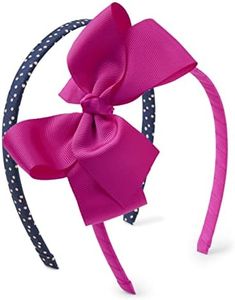 Gymboree Girls and Toddler Headbands and Hair Accessories, Magenta Bow/Navy Hb 2 Pack, One Size