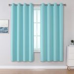 DUALIFE Aqua Curtains for Living Room Bedroom Light Blocking Window Curtains Triple Weave Room Darkening Curtain Panels Thermal Insulated Grommet Top Eggshell Blue 52X63