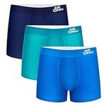 JustWears Everyday Mens Trunks, 3 Pack | Breathable Anti-Chafe Underwear with Moisture-Wicking MicroModal Air Cool Fabric | Ergonomic Support | Seamless Sustainable Boxers for Men | Pants Gift