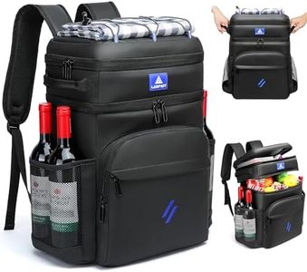 Laripwit Kühlrucksack 54 Dosen Thermo Kühltasche Rucksack Groß Isolierte Doppeldeck mit Kühlfach für Männer Frauen - Perfekte Picknick Reisen Camping Strand, Schwarz